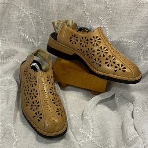 Rieker laser cut leather sling back shoes